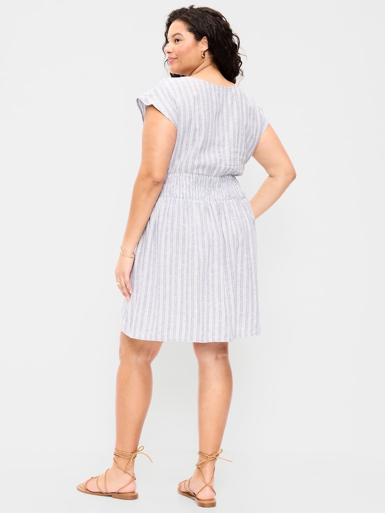 Smocked-Bodice Fit & Flare Mini Dress
