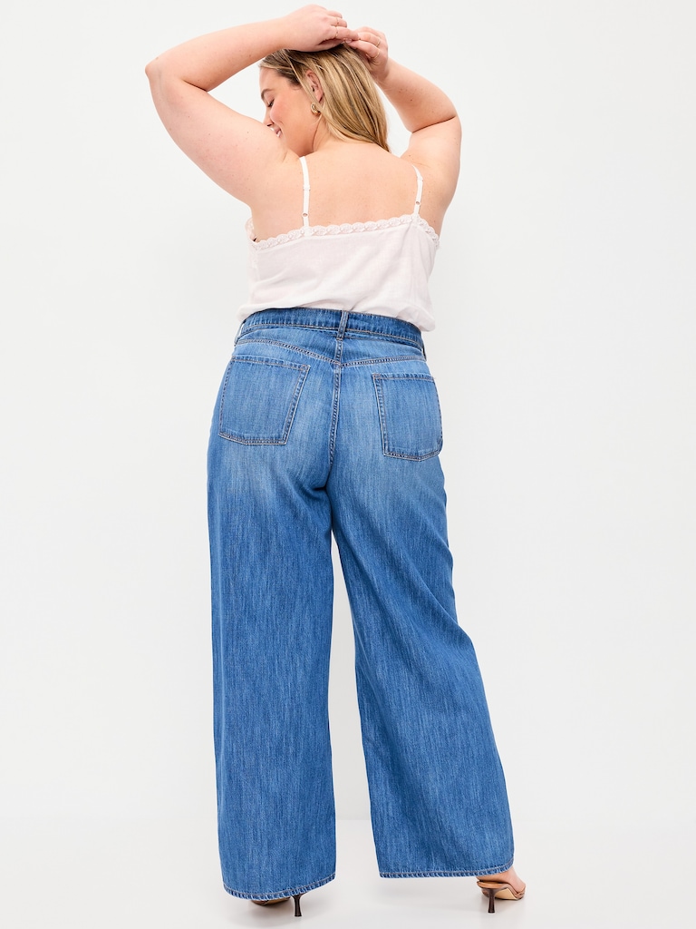 High-Waisted Baggy Wide-Leg Drawstring Jeans
