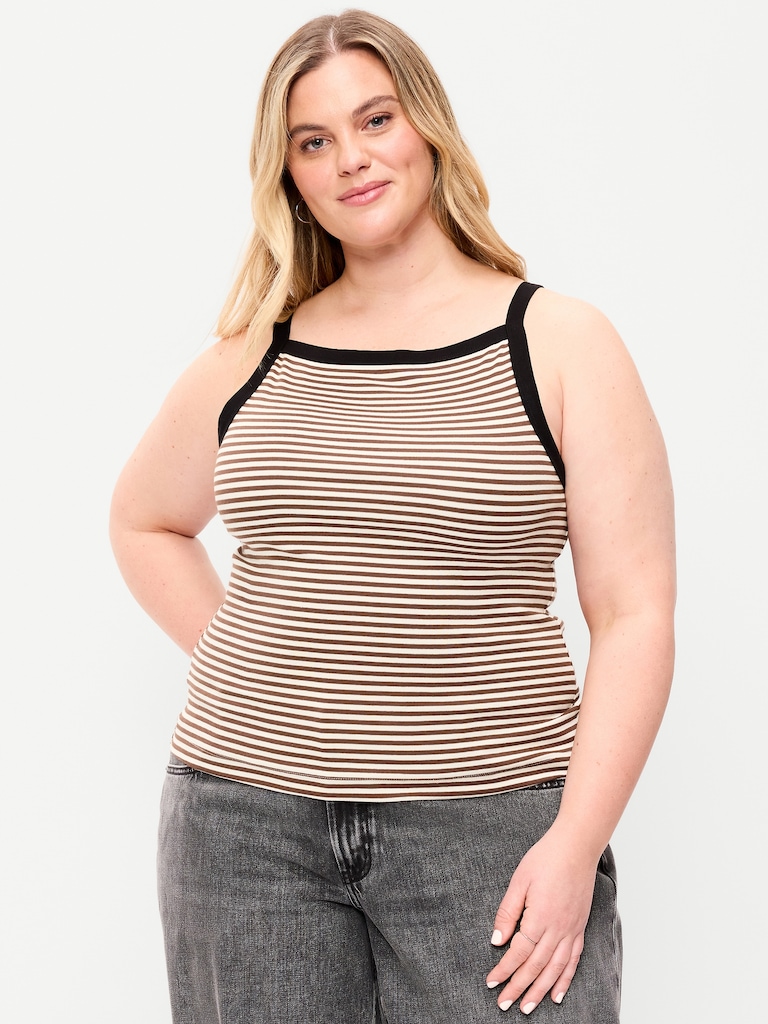 Fitted Sleeveless Apron Tank Top