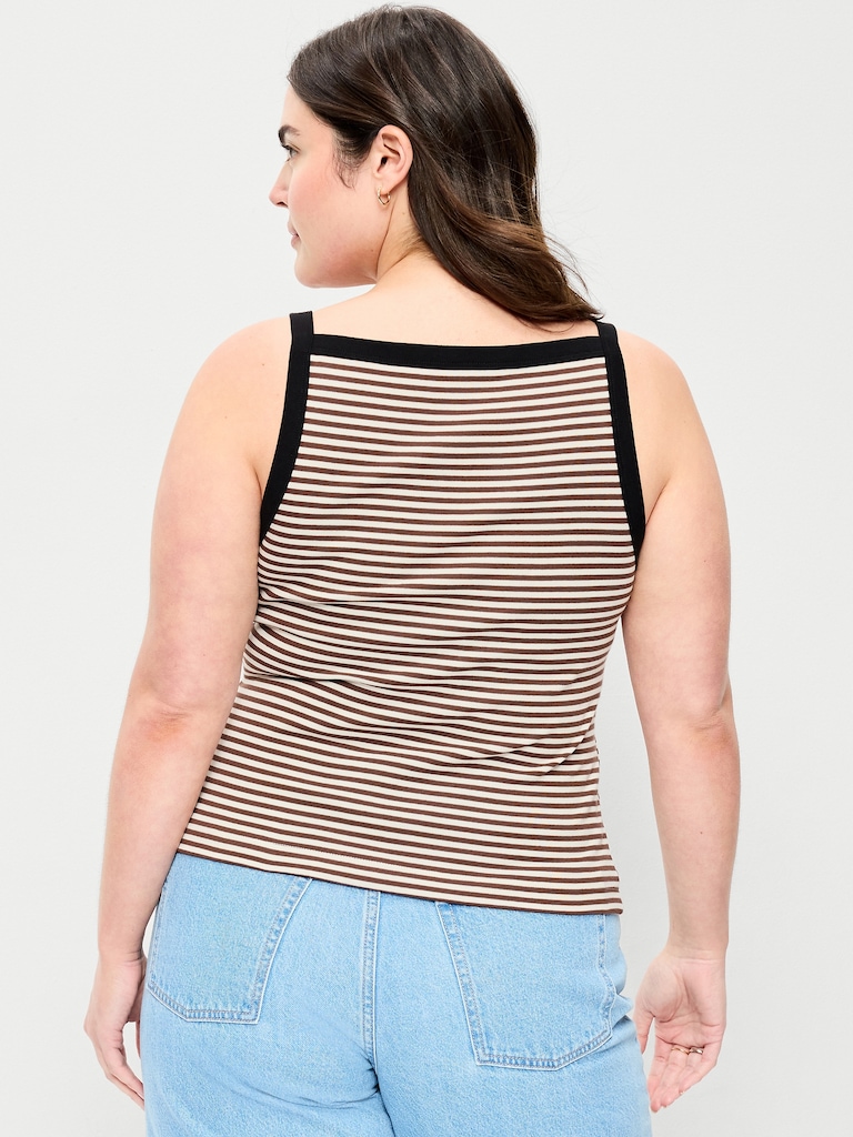 Fitted Sleeveless Apron Tank Top