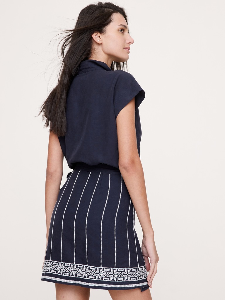 Embroidered Tencel™-Linen Wrap Dress