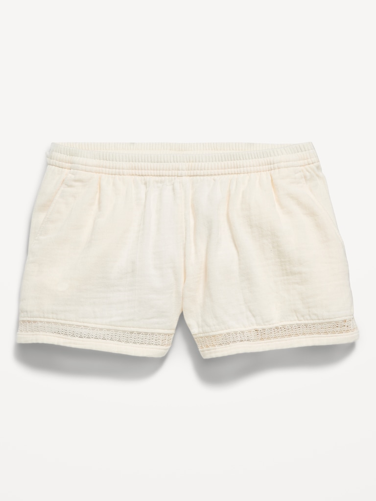 Double-Weave Crochet-Trim Shorts for Girls