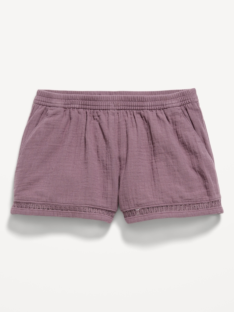 Double-Weave Crochet-Trim Shorts for Girls
