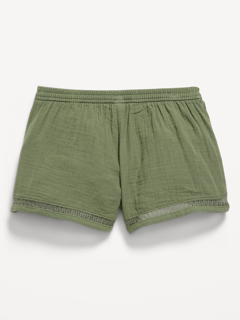 Double-Weave Crochet-Trim Shorts for Girls