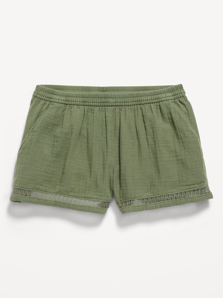 Double-Weave Crochet-Trim Shorts for Girls