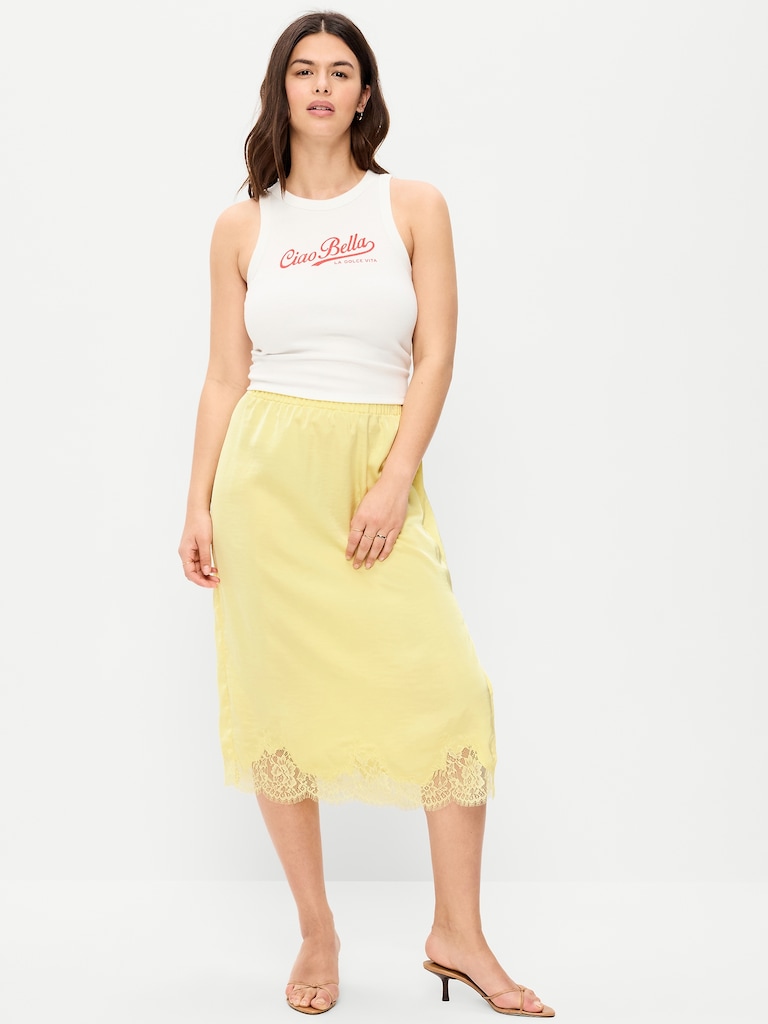 Lace Slip Midi Skirt