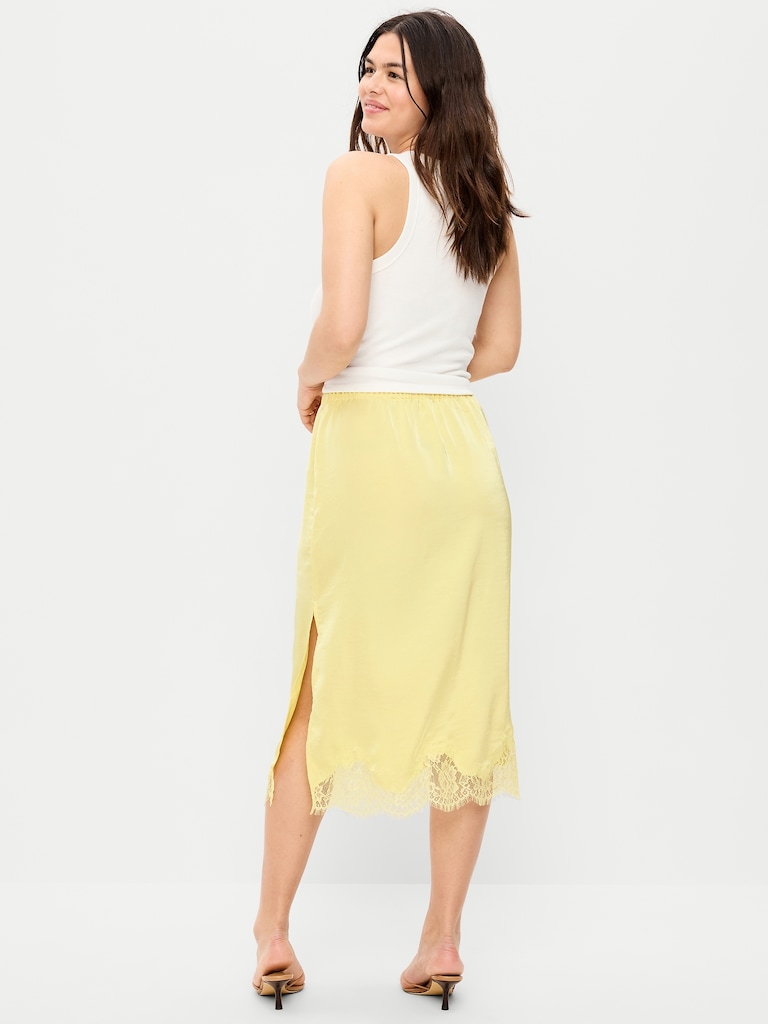 Lace Slip Midi Skirt