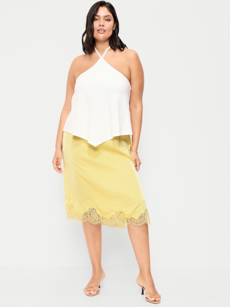Lace Slip Midi Skirt