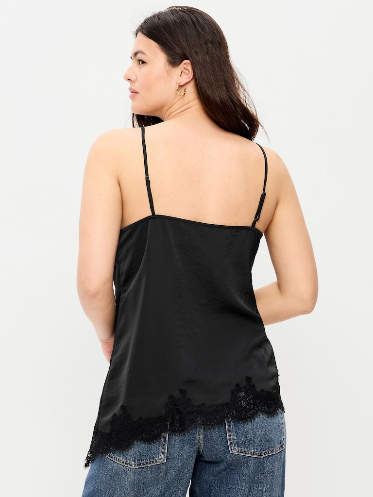 Asymmetrical Lace-Trim Cami Top