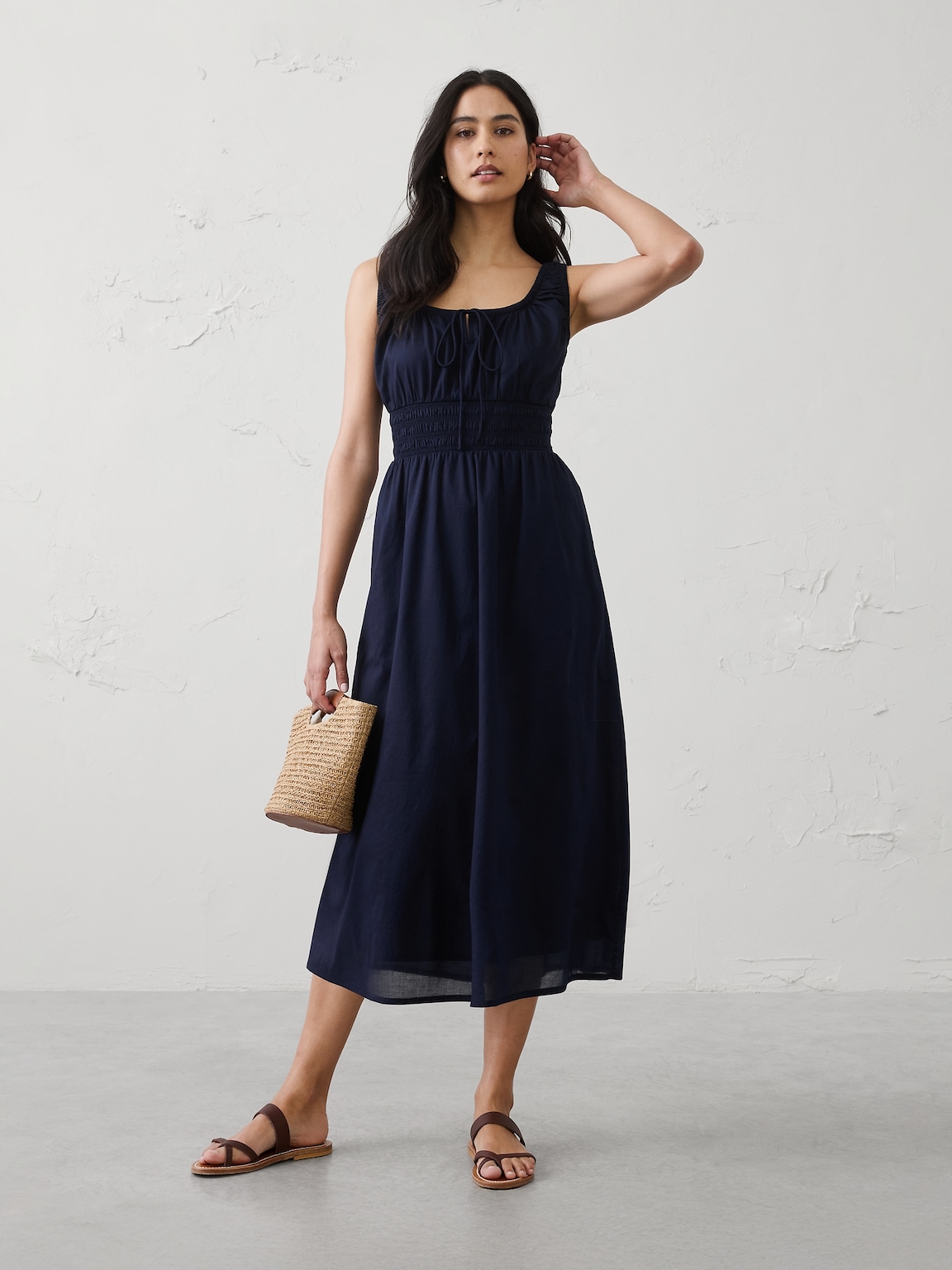 Smocked Waist Midi Dress
