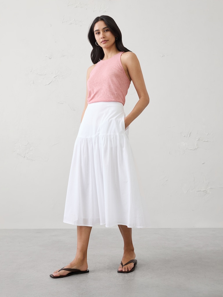 Linen-Blend Racer Back Tank