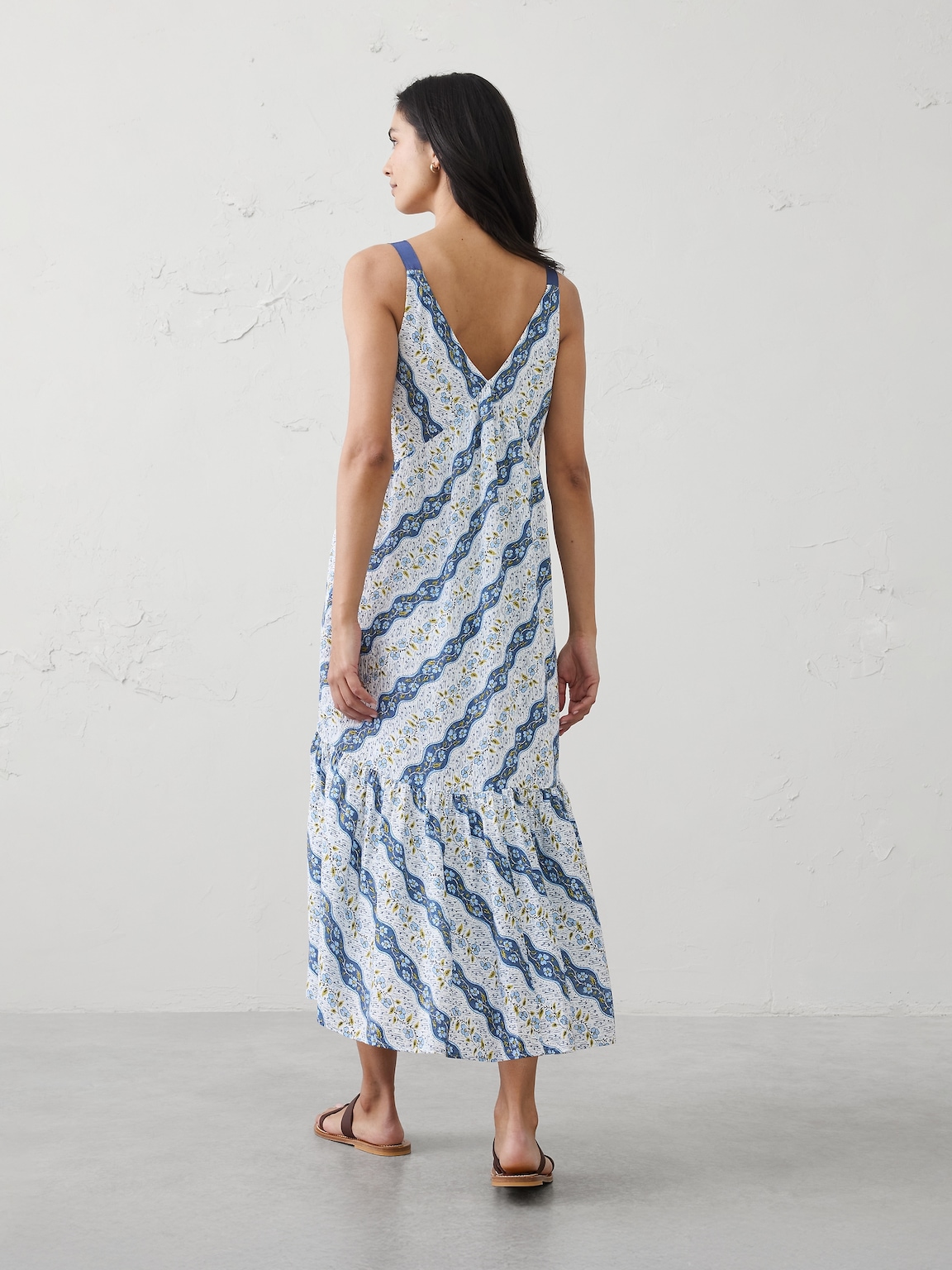 Silky Slub Empire-Tiered Midi Dress