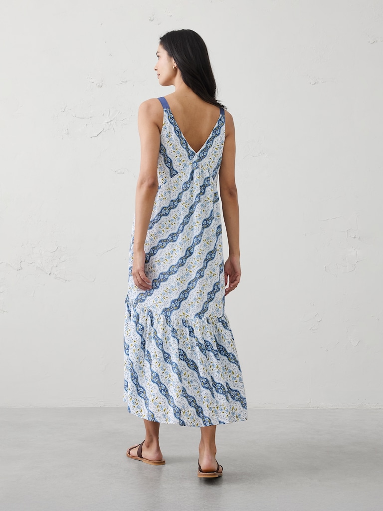 Silky Slub Empire-Tiered Midi Dress