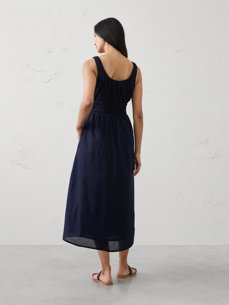 Smocked Waist Midi Dress