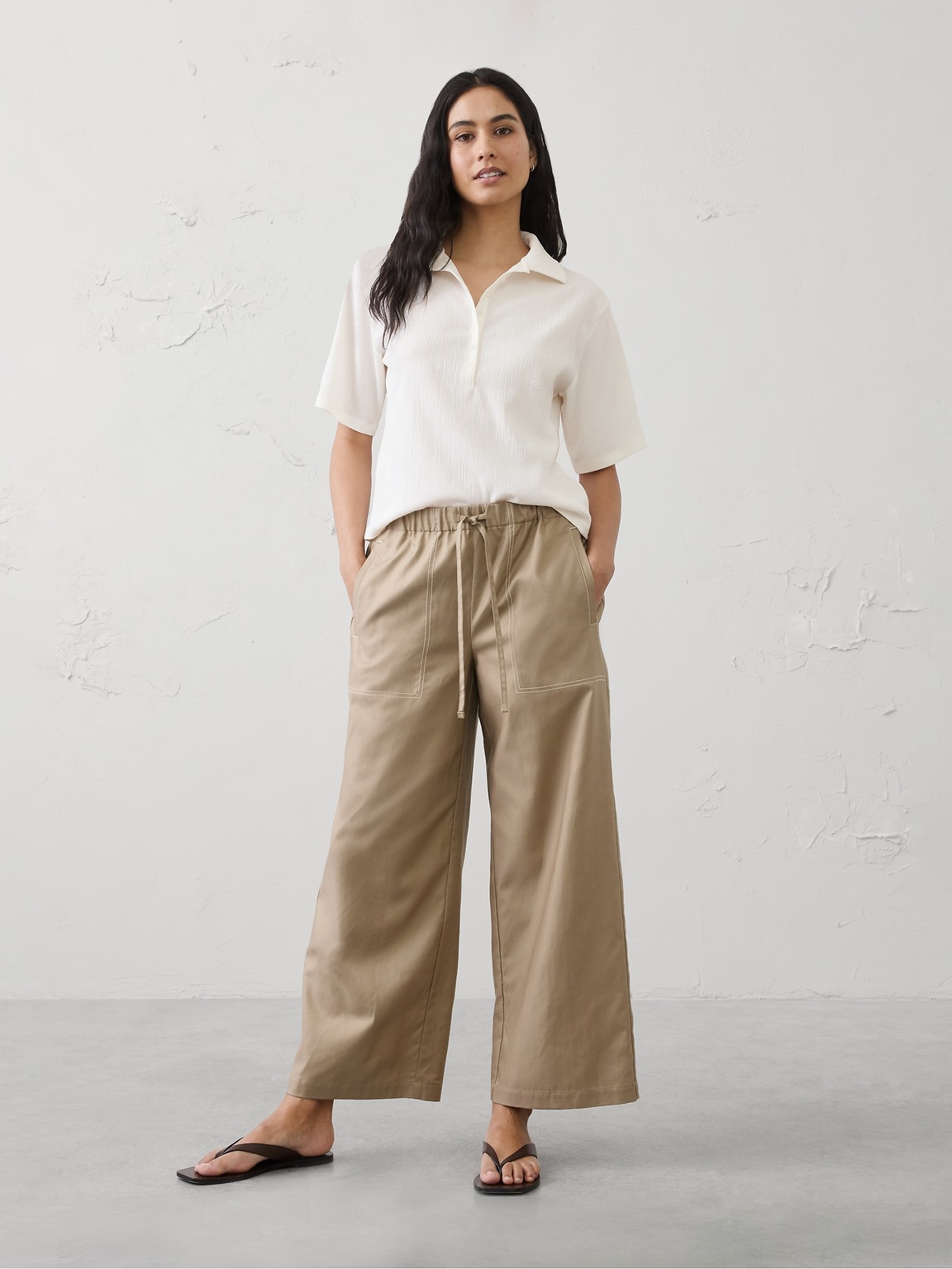 Textured Smocked Polo