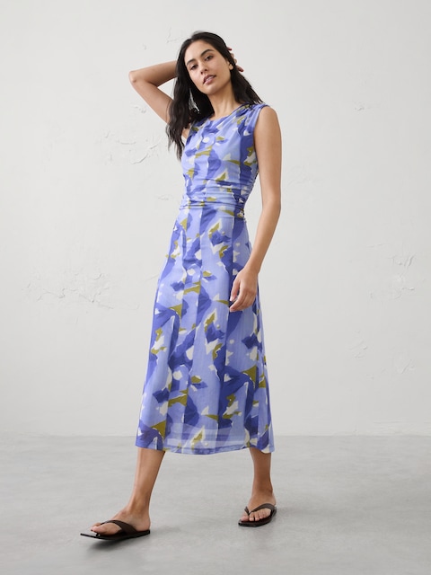 open lace back dress NEW Banana Republic Purple Satin Patterned Slip Dress main image 0