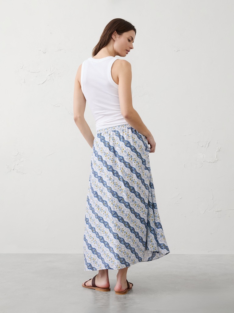Silky Slub Midi Skirt