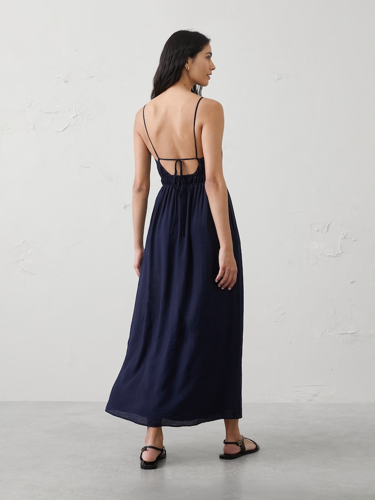 Open-Back Tie Maxi Dress