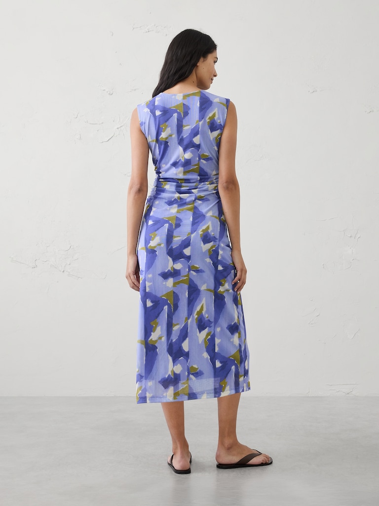 Shirred-Waist Midi Dress