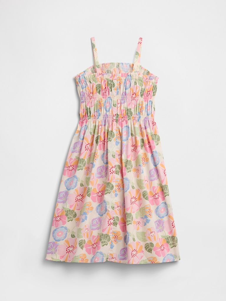 Kids Print Smocked Midi Dress