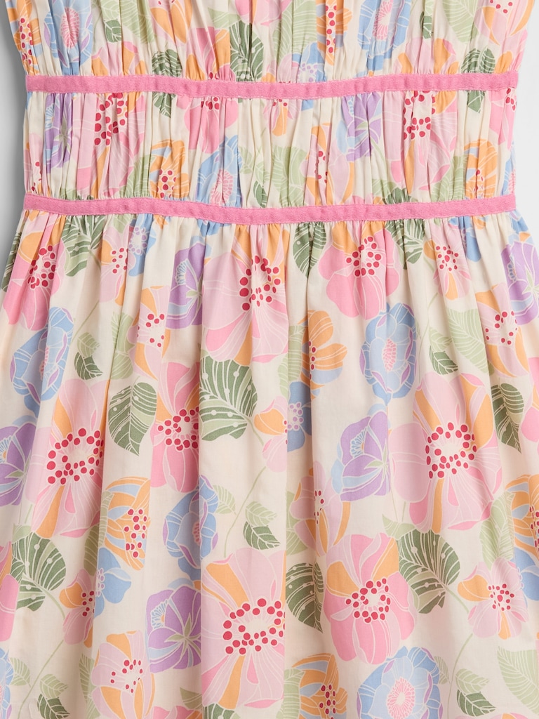 Kids Print Smocked Midi Dress