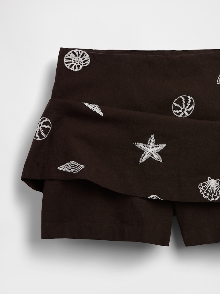 Linen-Blend Mini Skort