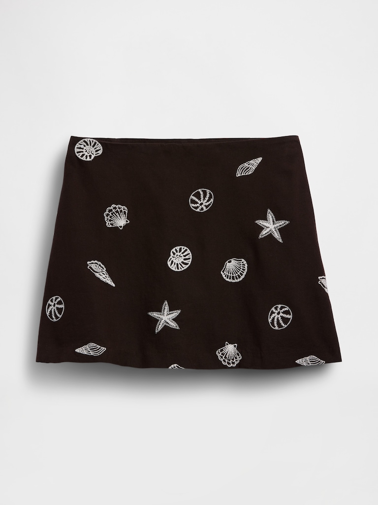 Linen-Blend Mini Skort