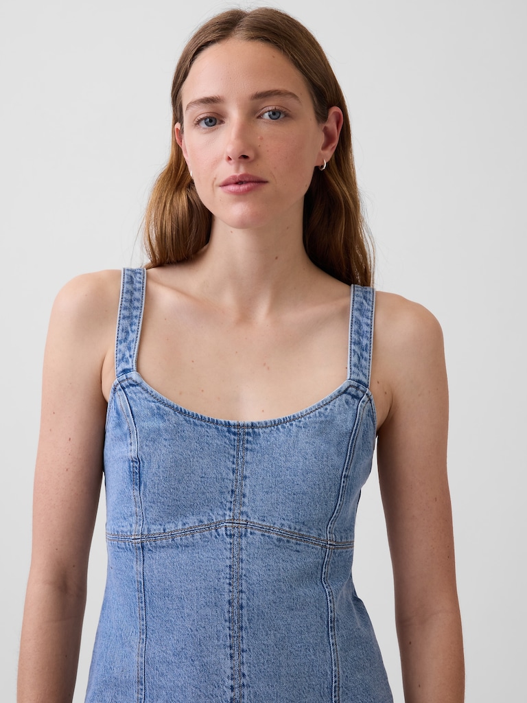 Denim Paneled Mini Dress