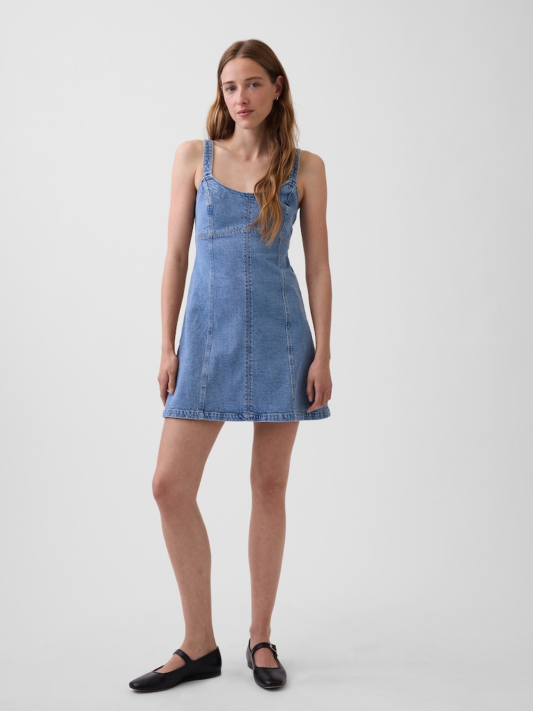 Denim Paneled Mini Dress