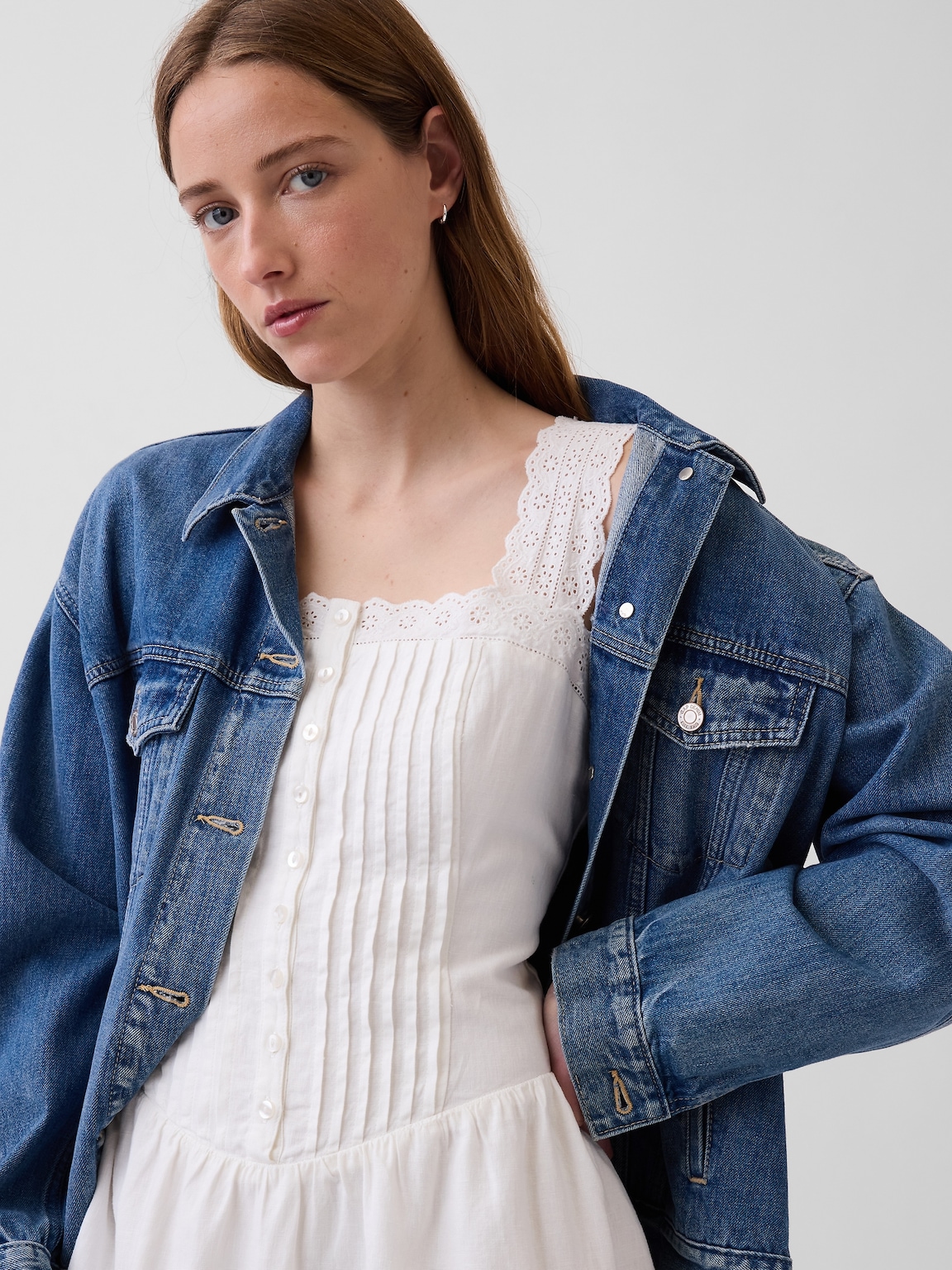 Pintuck Drop-Waist Mini Dress