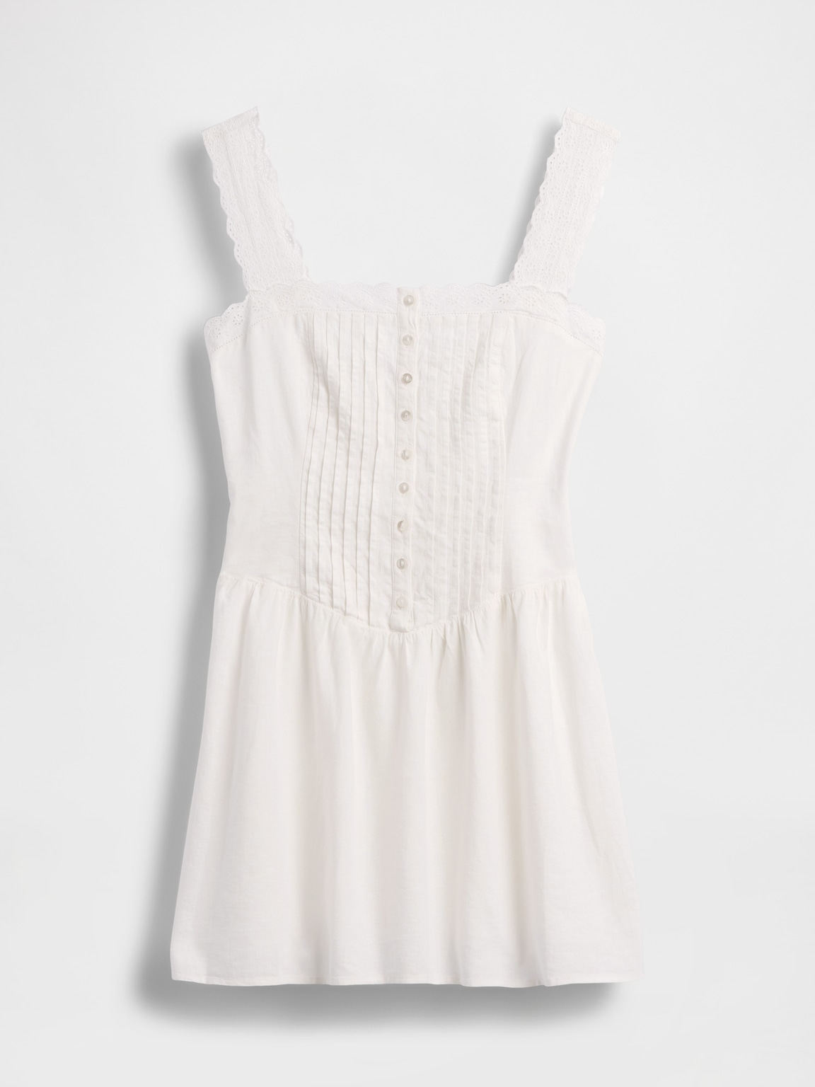 Pintuck Drop-Waist Mini Dress