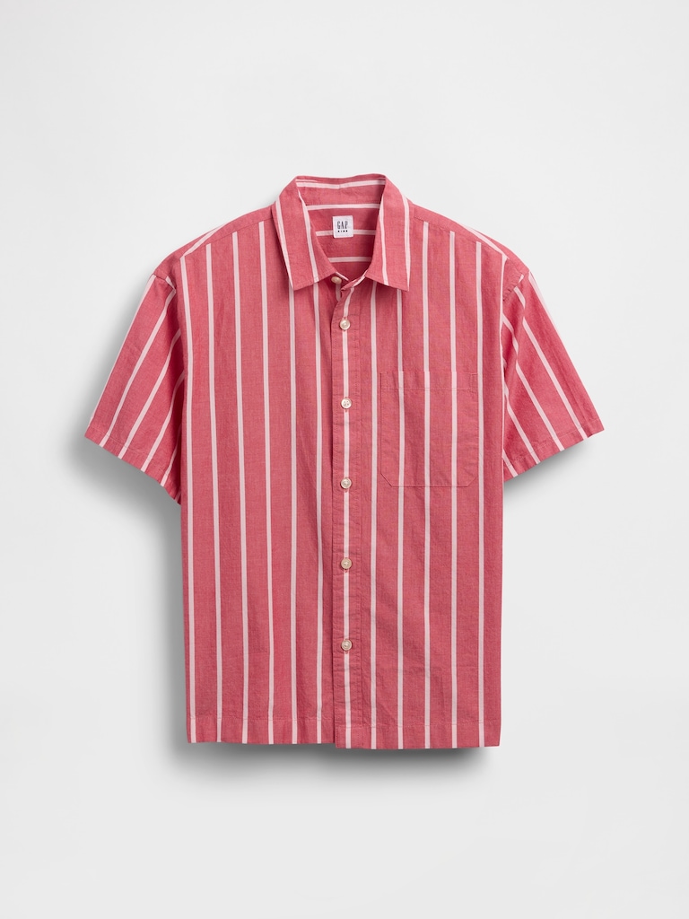 Kids Organic Cotton Poplin Relaxed Stripe Shirt