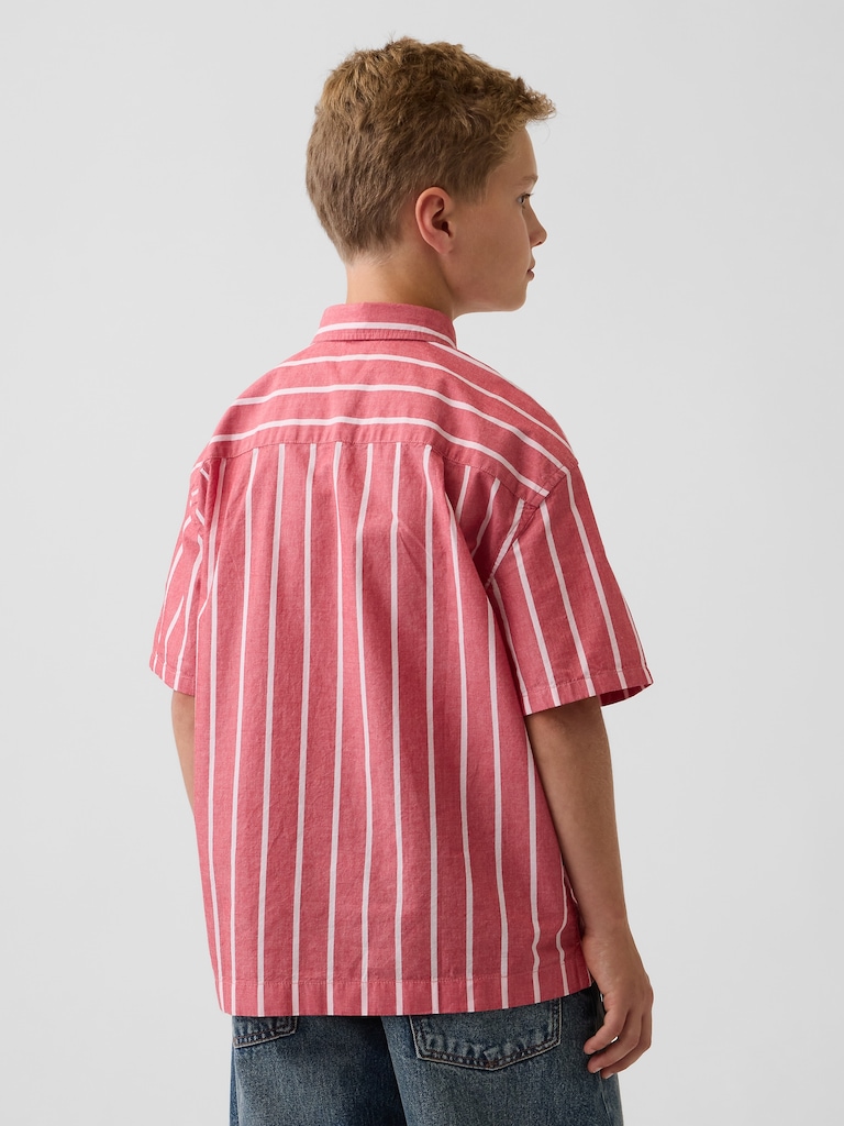 Kids Organic Cotton Poplin Relaxed Stripe Shirt