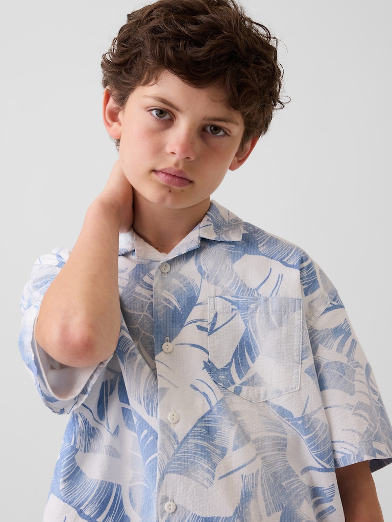 Kids Textured Floral Relaxed Vacay Shirt