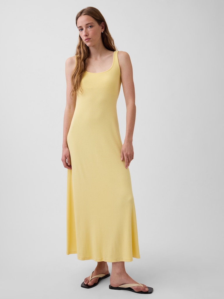 Modern Rib Square-Neck Maxi Dress