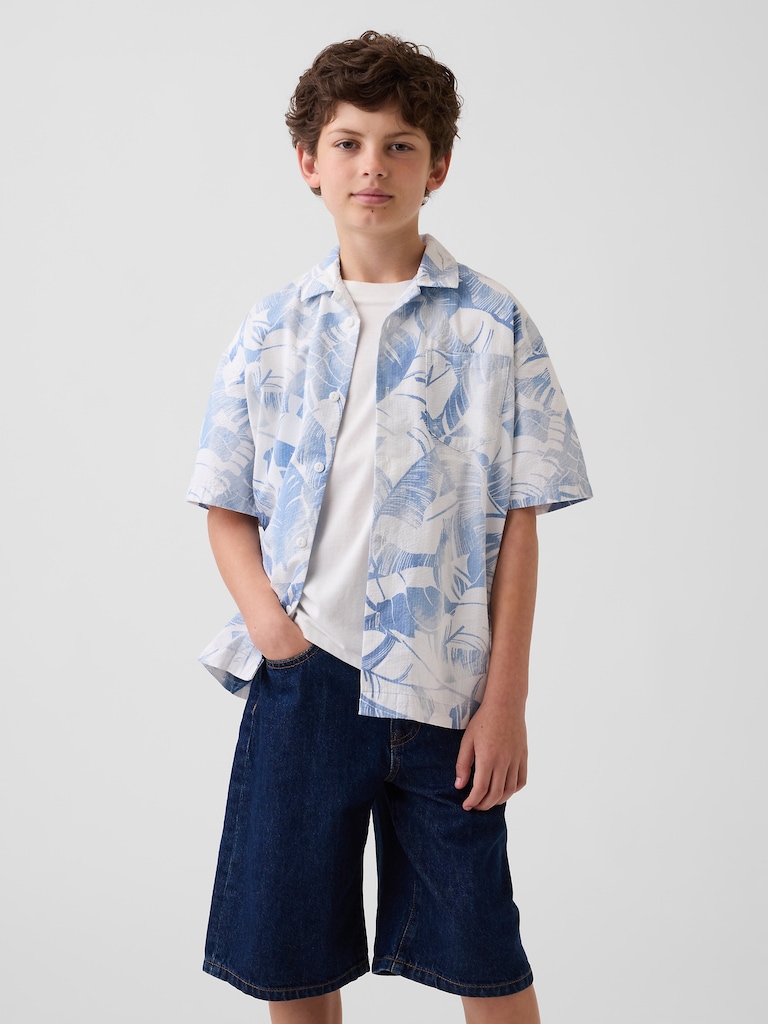 Kids Textured Floral Relaxed Vacay Shirt