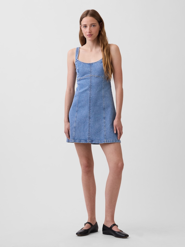 Denim Paneled Mini Dress