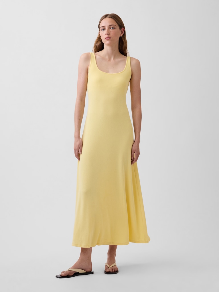 Modern Rib Square-Neck Maxi Dress