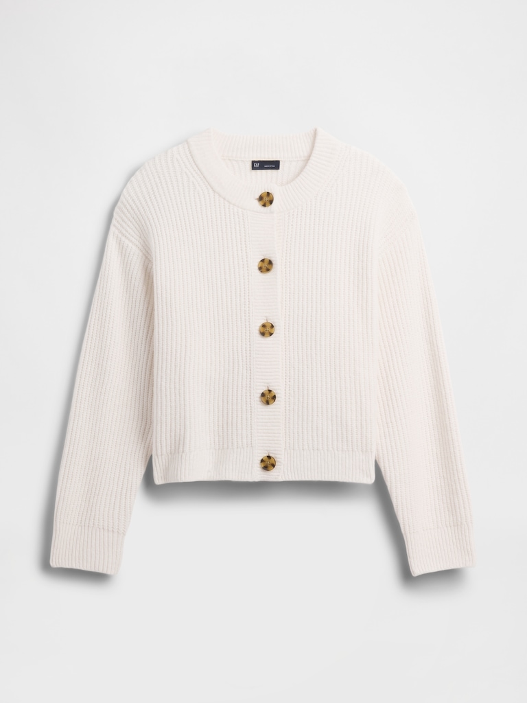 CashSoft Oversized Shaker-Stitch Cardigan