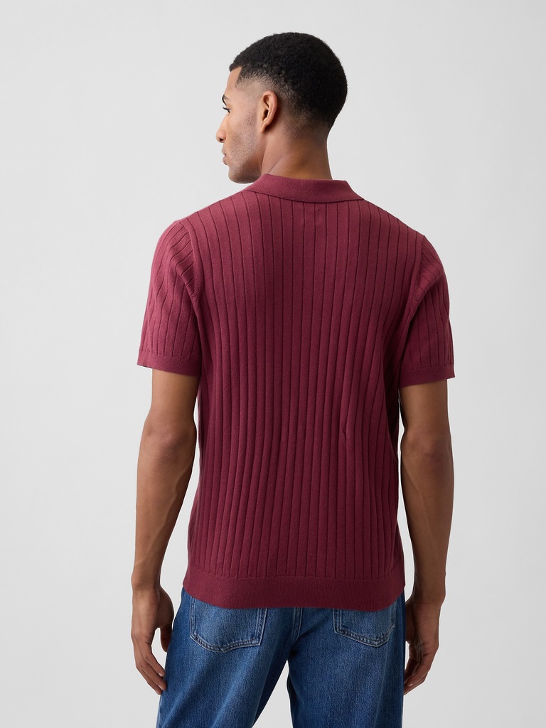 Ribbed Johnny Collar Polo Shirt