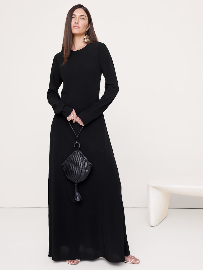 Bias-Cut Chiffon Maxi Dress