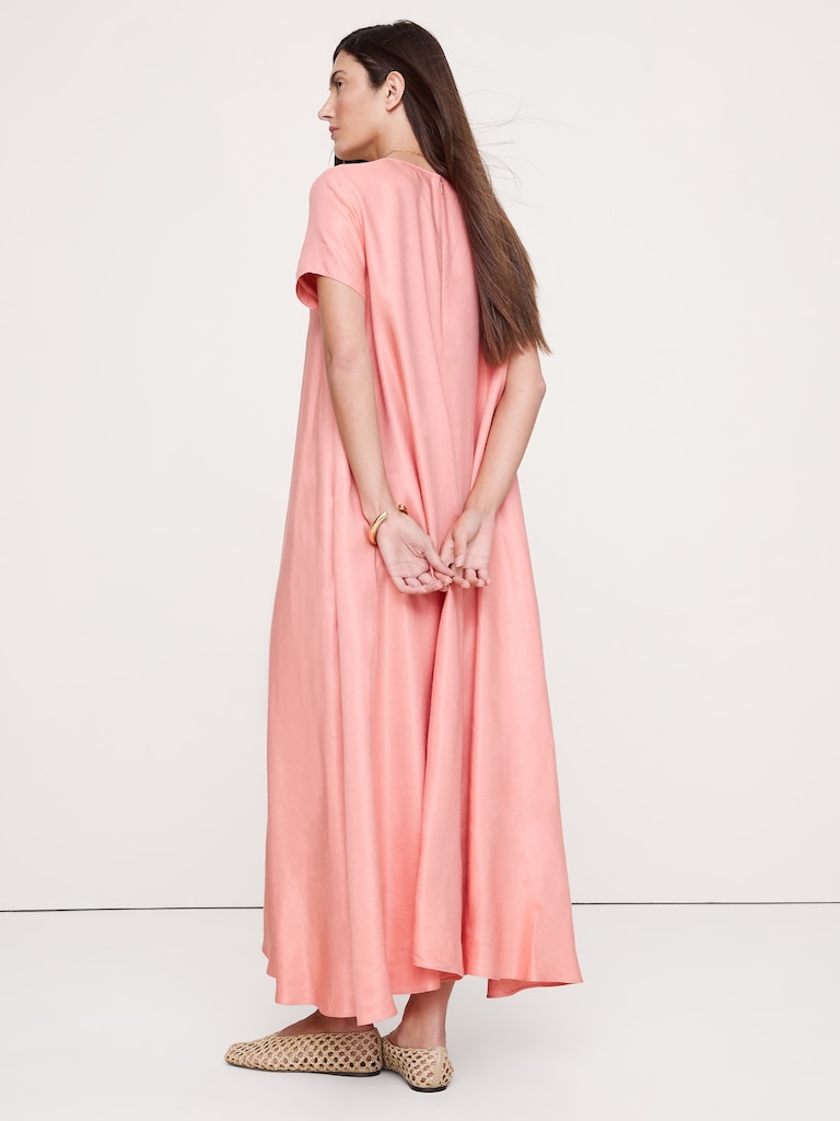 Viscose-Linen Trapeze Maxi Dress