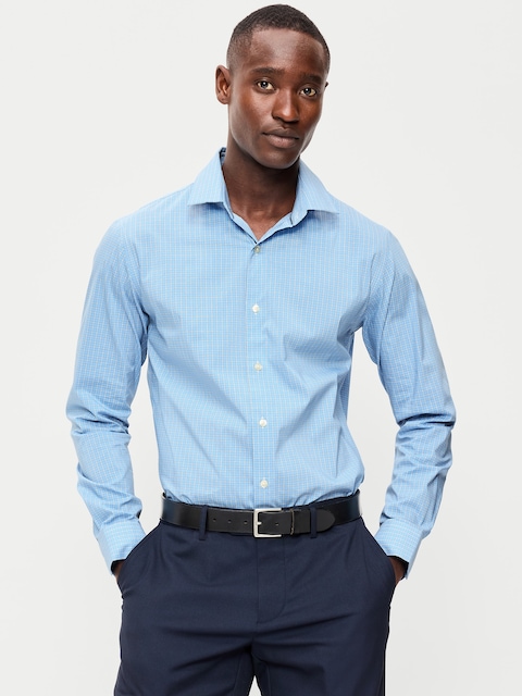 island dressing bandage Mens Button Down Shirt in Fine Blue Stripe main image 0