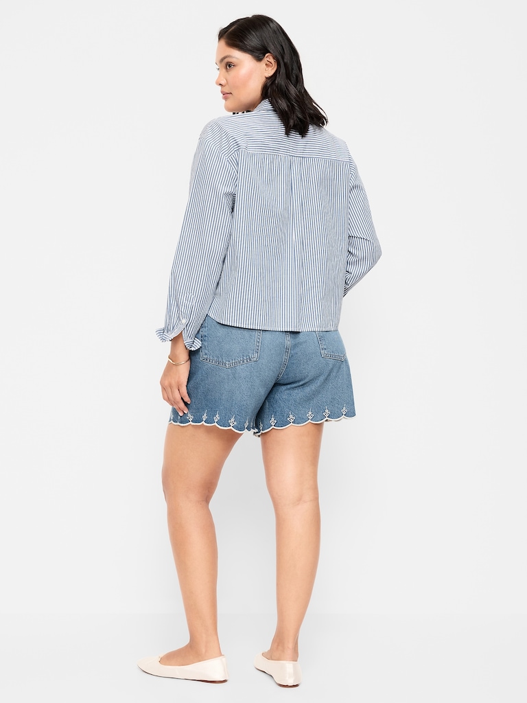 High-Waisted Baggy Jean Shorts -- 5-inch inseam