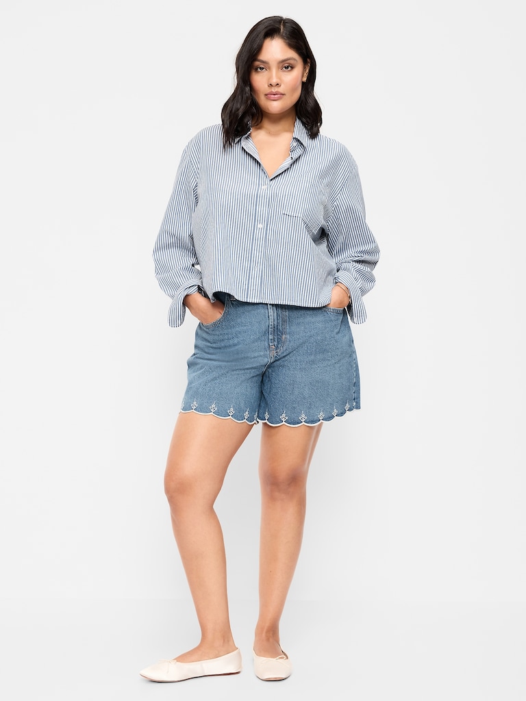 High-Waisted Baggy Jean Shorts -- 5-inch inseam
