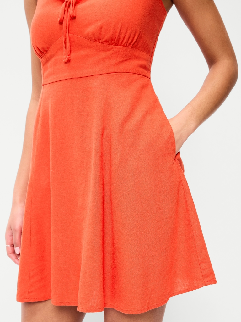 Fit & Flare Linen Mini Dress