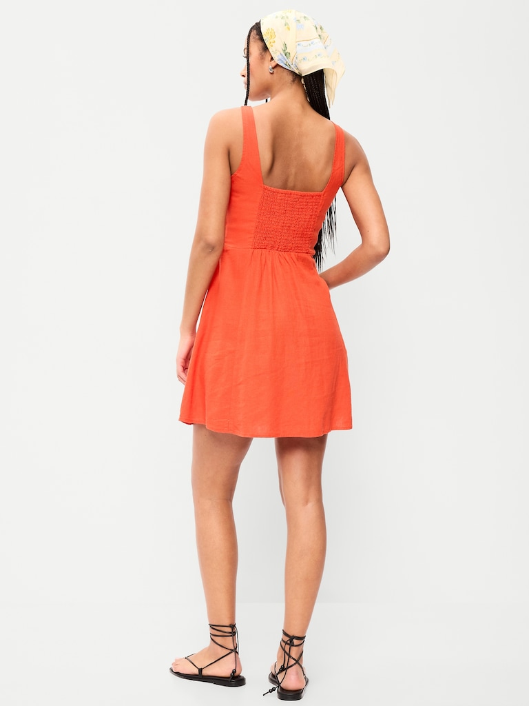 Fit & Flare Linen Mini Dress