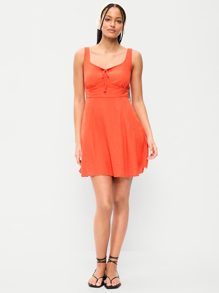 Fit & Flare Linen Mini Dress
