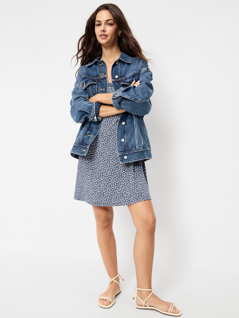 Short-Sleeve Scoop-Neck Mini Dress