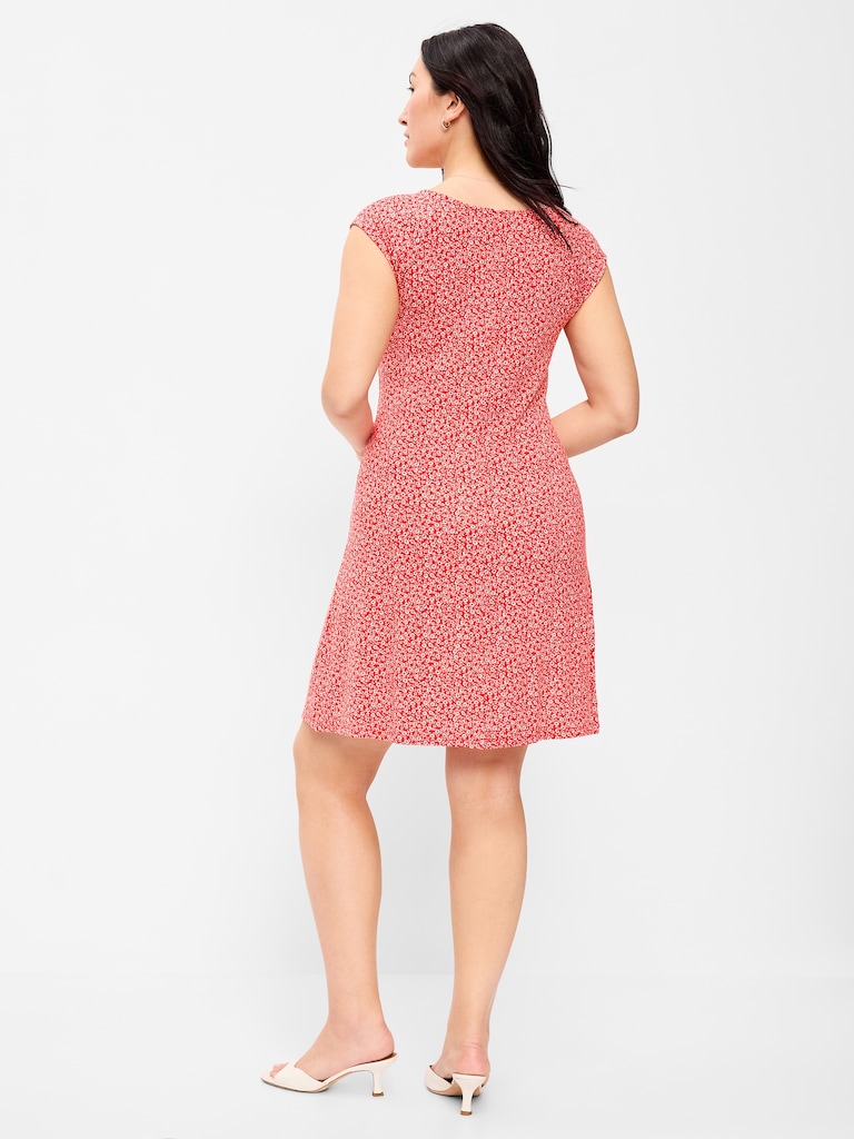 Short-Sleeve Scoop-Neck Mini Dress